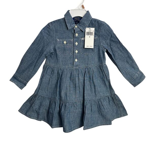 POLO RALPH LAUREN Little Girls and Toddler Girls Tiered Shirt Dress, SIZE 2 - Picture 6 of 14